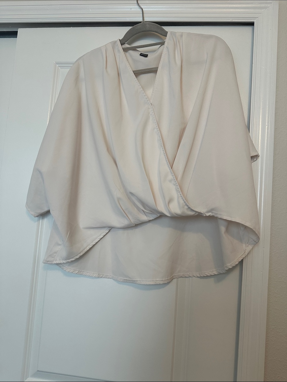 SHEIN Cream Draped Wrap Blouse